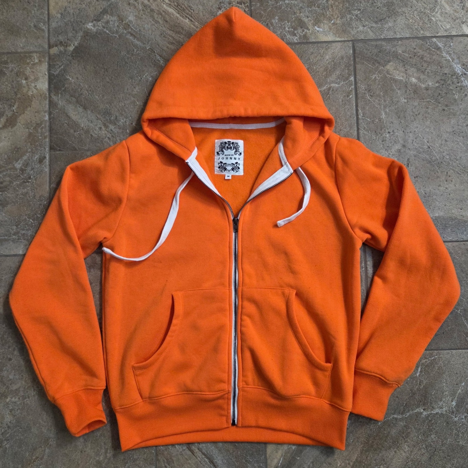 Made By Johnny Mens Orange Full Zip Hoodie Fleece Sweatshirt Wsk954 Size M